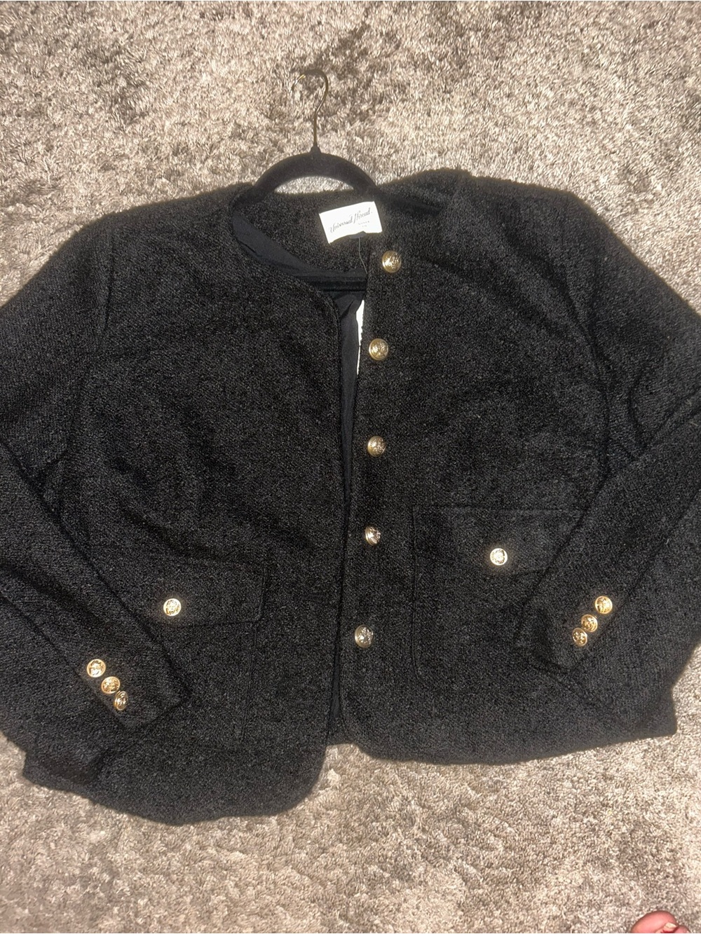 Universal Thread Black Bouclé Gold-Button Jacket